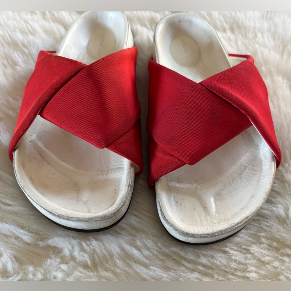 Celine Twist Phoebe Philo Leather Slide Sandals in Red - Picture 2 of 11